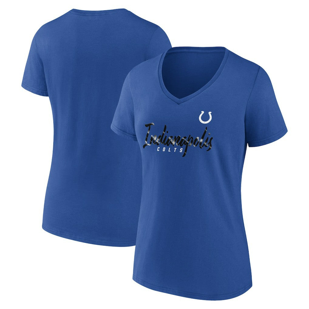 Indianapolis Colts Women's Shine Time V-Neck T-Shirt - Royal for sale