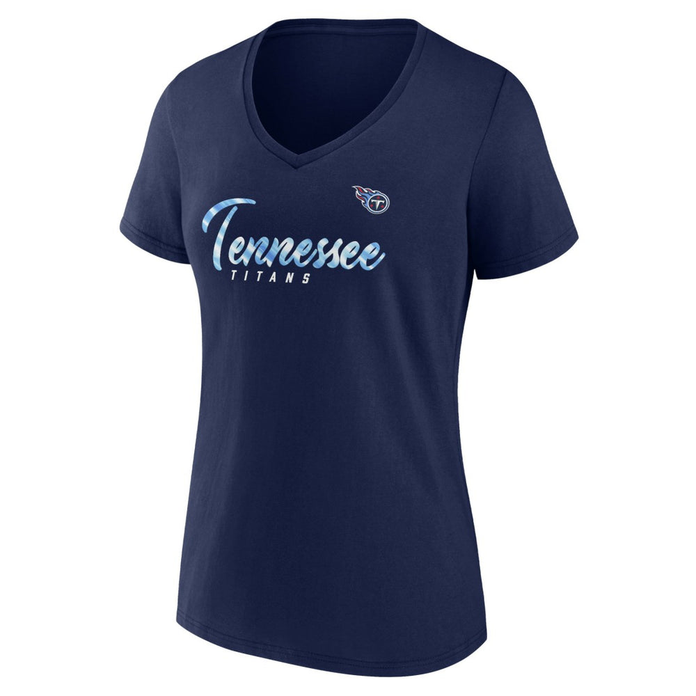 Tennessee Titans Women's Shine Time V-Neck T-Shirt - Navy discount