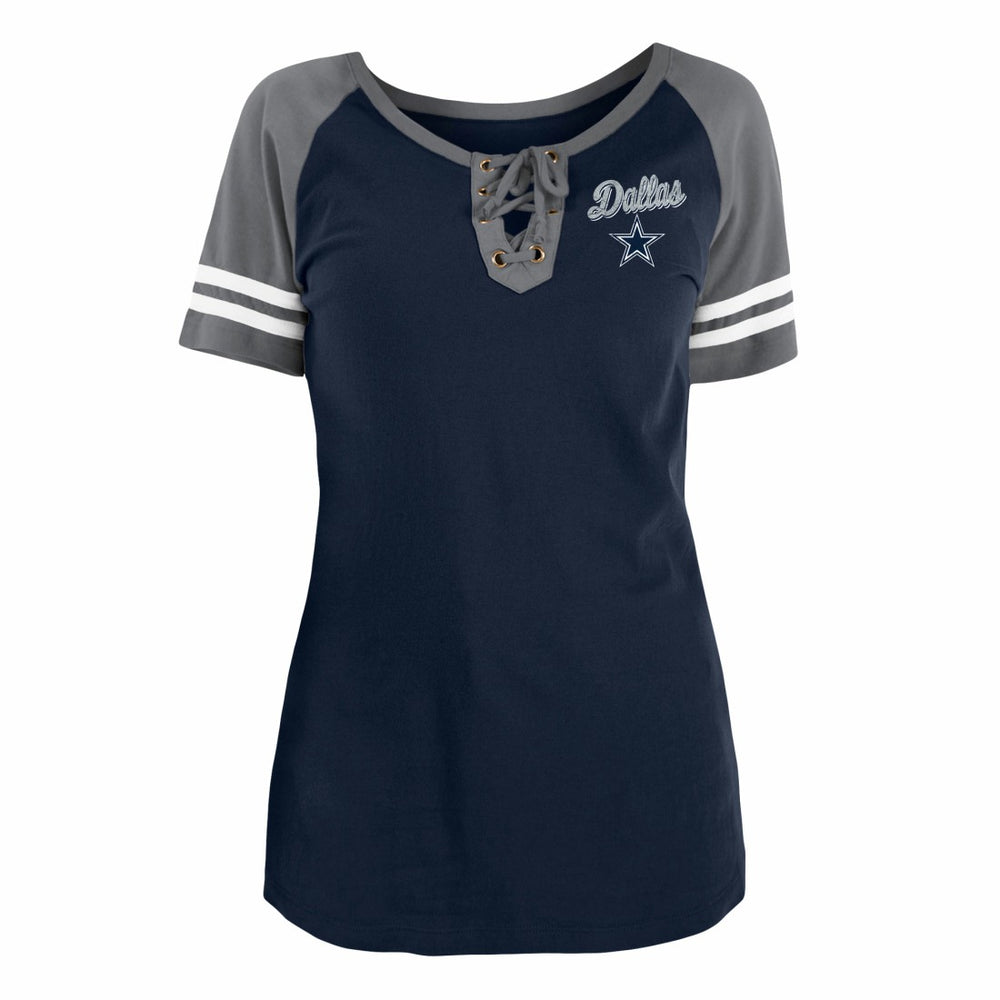 Dallas Cowboys New Era Women's Team Logo Lace-Up Raglan T-Shirt - Navy online