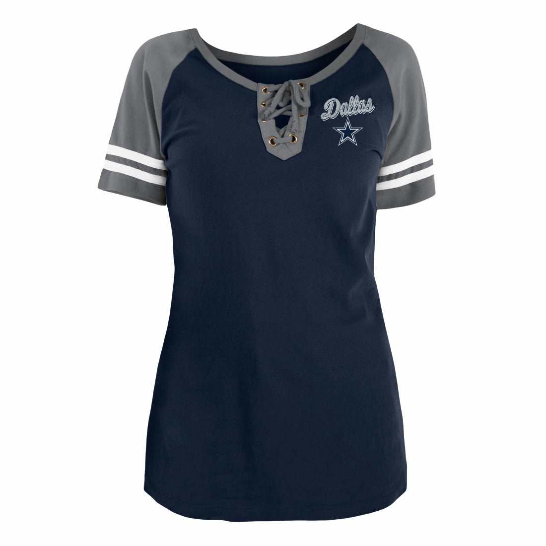 Dallas Cowboys New Era Women's Team Logo Lace-Up Raglan T-Shirt - Navy online