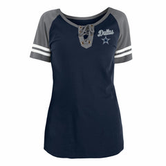 Dallas Cowboys New Era Women's Team Logo Lace-Up Raglan T-Shirt - Navy online