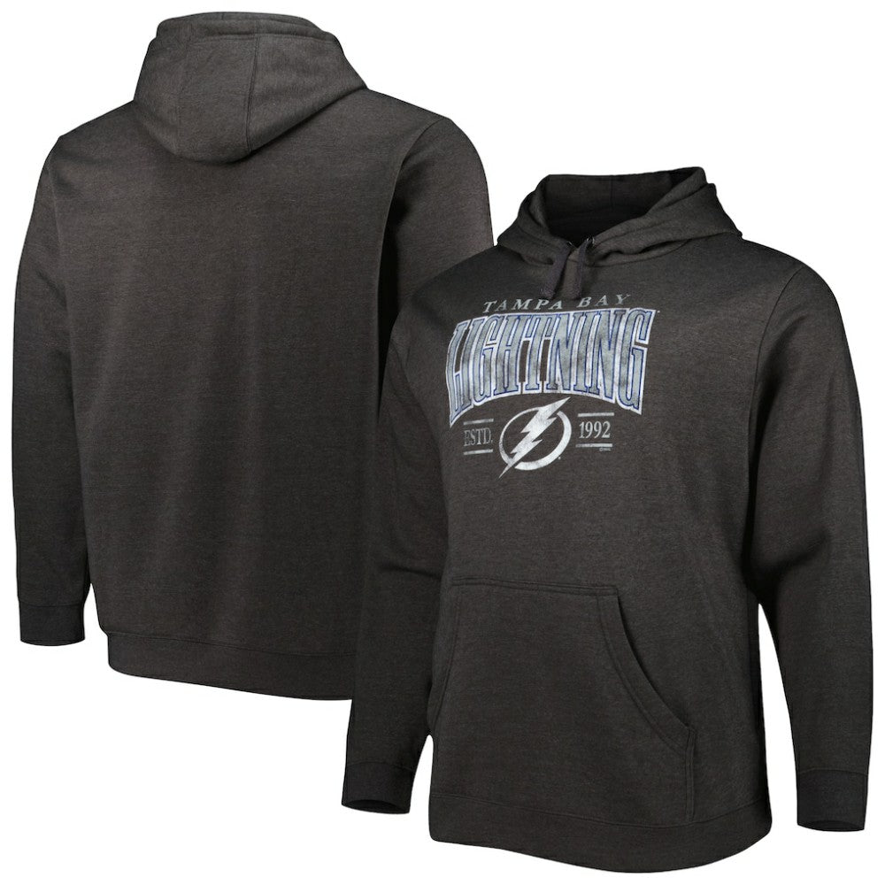 Tampa Bay Lightning Fanatics Big & Tall Dynasty Pullover Hoodie - Heather Charcoal Hoodies