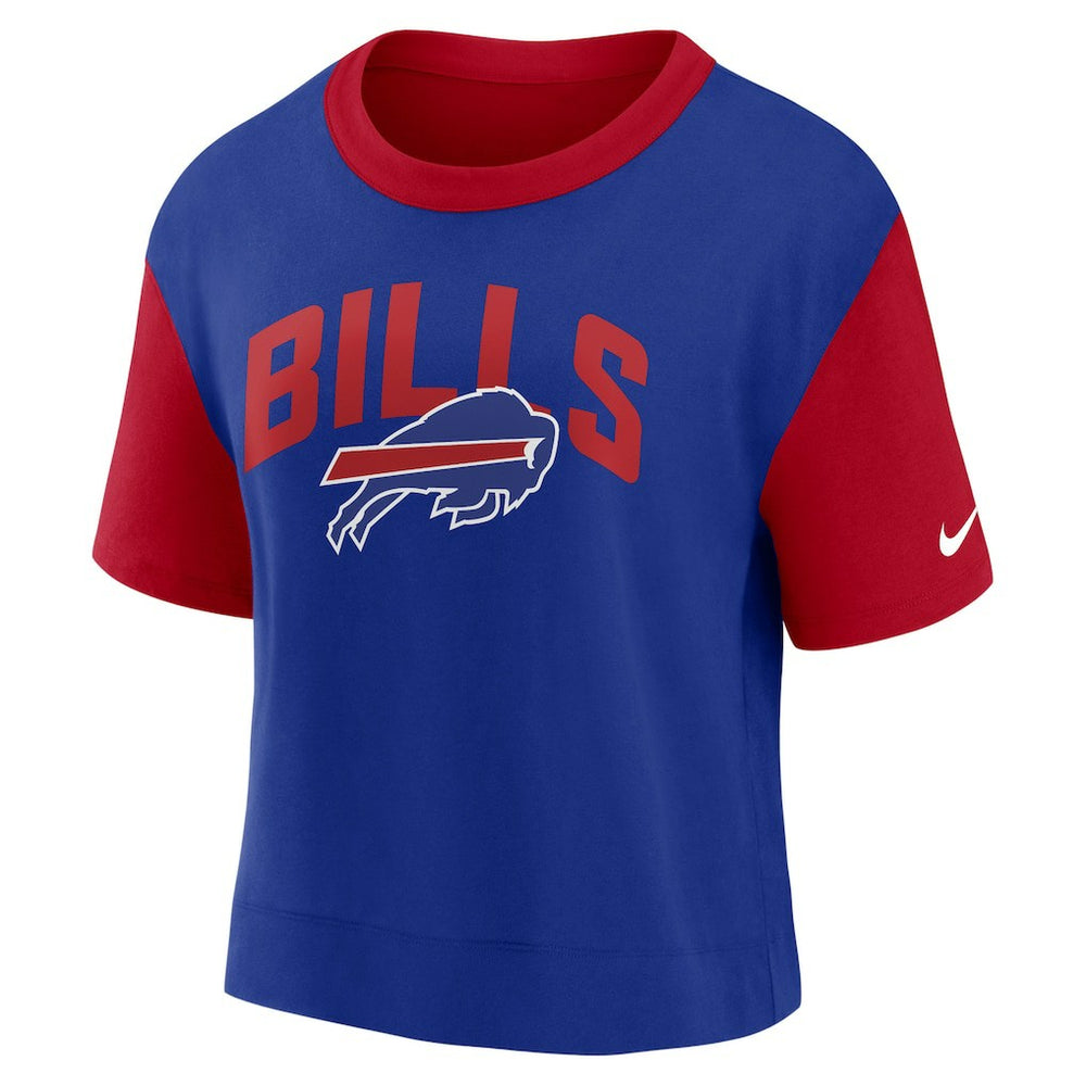 Buffalo Bills Women's High Hip Fashion T-Shirt - Red/Royal sale