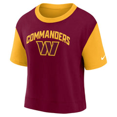 Washington Commanders Women's High Hip Fashion T-Shirt - Gold/Burgundy sale
