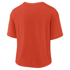 Cleveland Browns Women's High Hip Fashion T-Shirt - Orange/Brown discount