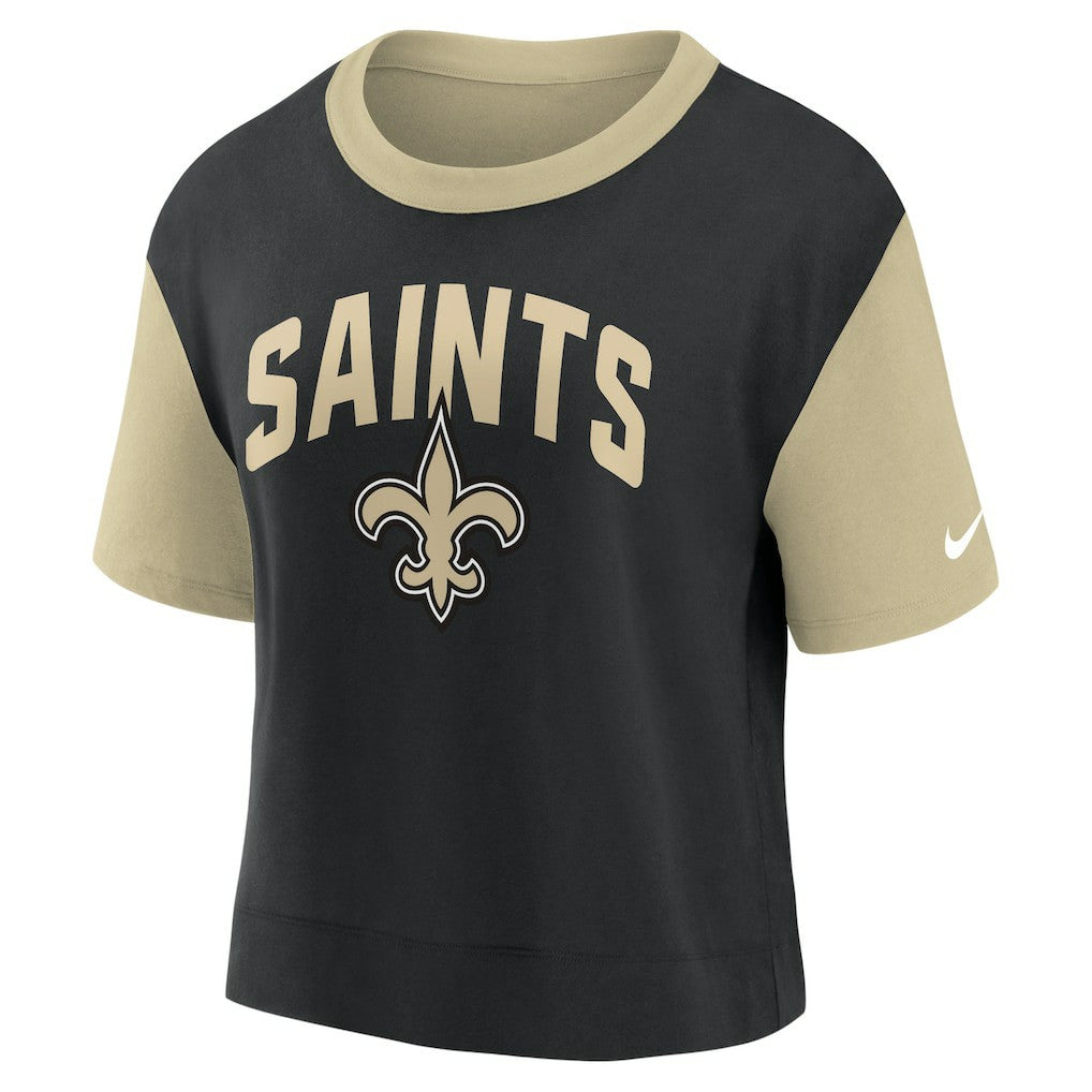 New Orleans Saints Women's High Hip Fashion T-Shirt - Gold/Black online