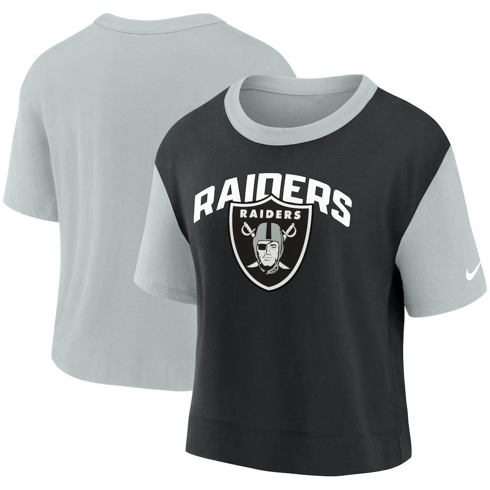 Las Vegas Raiders Women's High Hip Fashion T-Shirt - Silver/Black online