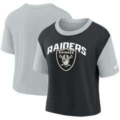 Las Vegas Raiders Women's High Hip Fashion T-Shirt - Silver/Black online