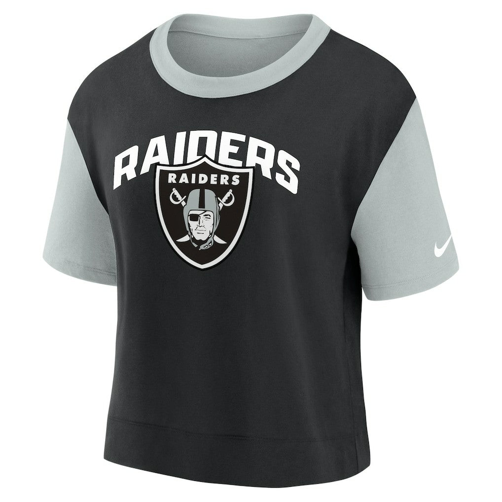 Las Vegas Raiders Women's High Hip Fashion T-Shirt - Silver/Black online