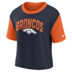 Denver Broncos Women's High Hip Fashion T-Shirt - Orange/Navy cheap