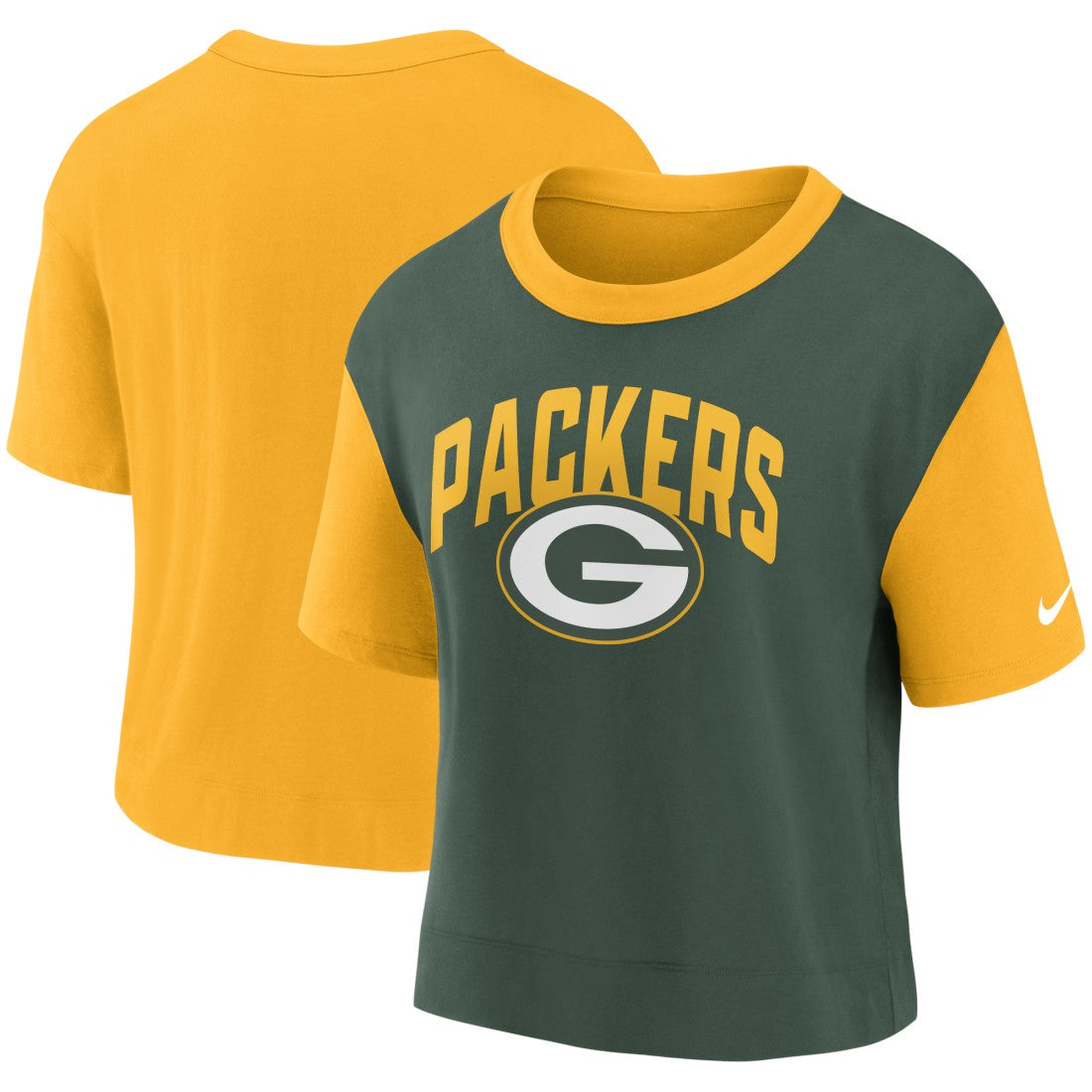Green Bay Packers Women's High Hip Fashion T-Shirt - Gold/Green online