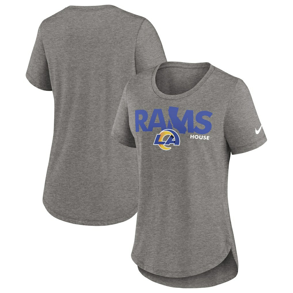 Los Angeles Rams Women's Local Fashion Tri-Blend T-Shirt - Heather Charcoal for sale