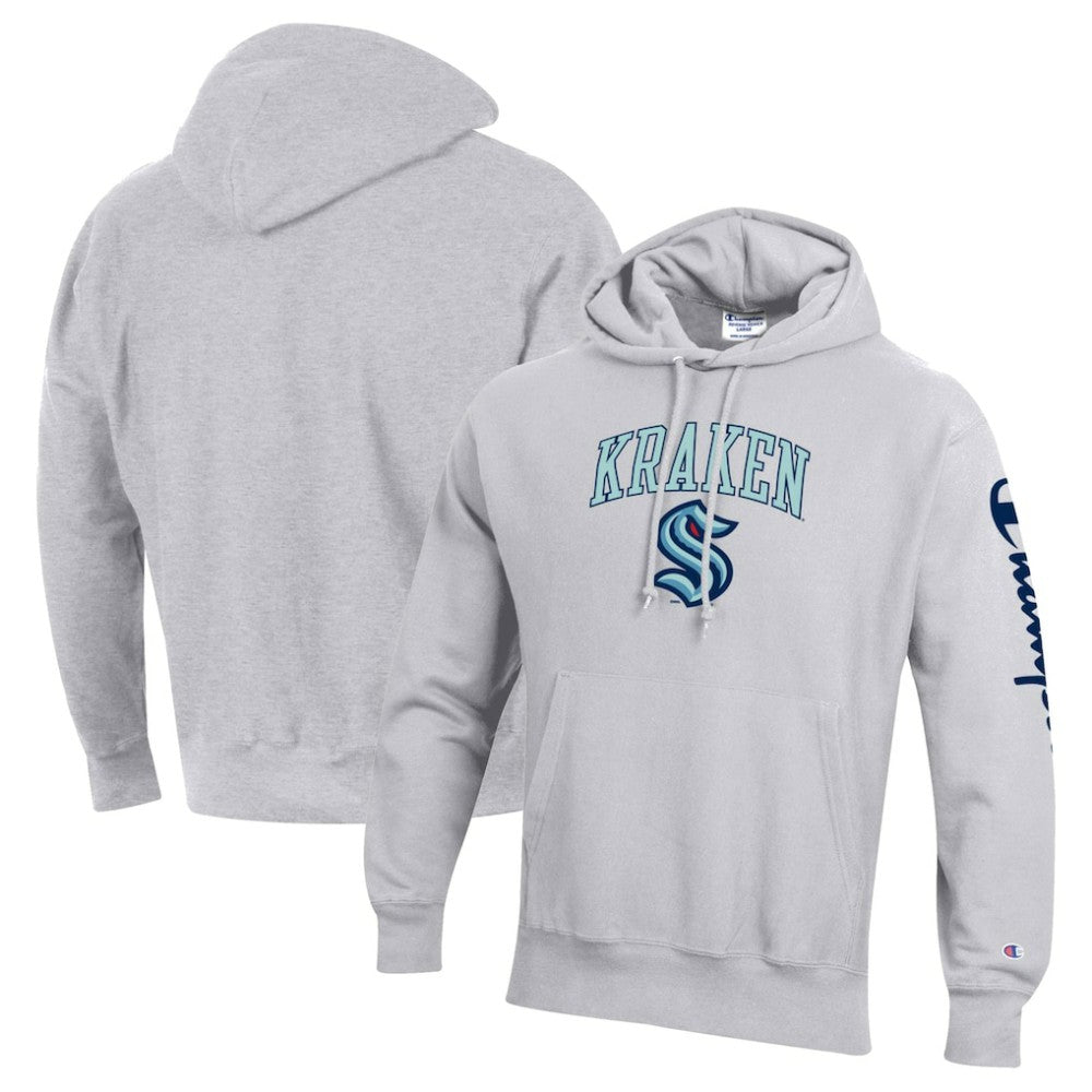 Seattle Kraken Champion Reverse Weave Pullover Hoodie - Heather Gray Hoodies