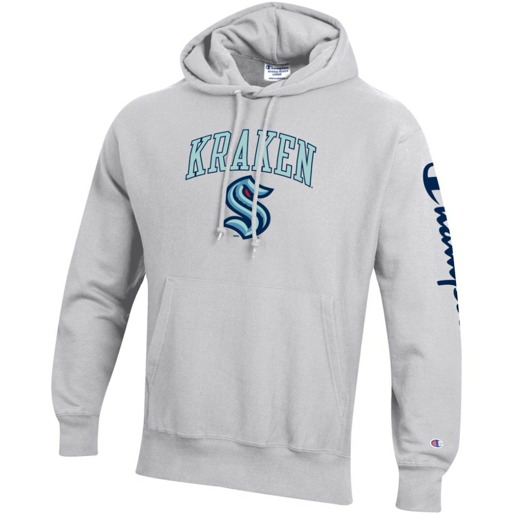 Seattle Kraken Champion Reverse Weave Pullover Hoodie - Heather Gray Hoodies