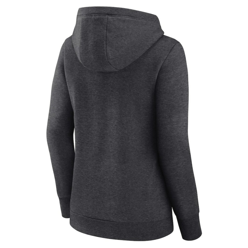 Chicago Cubs Women's Simplicity Crossover V-Neck Pullover Hoodie Heather Charcoal