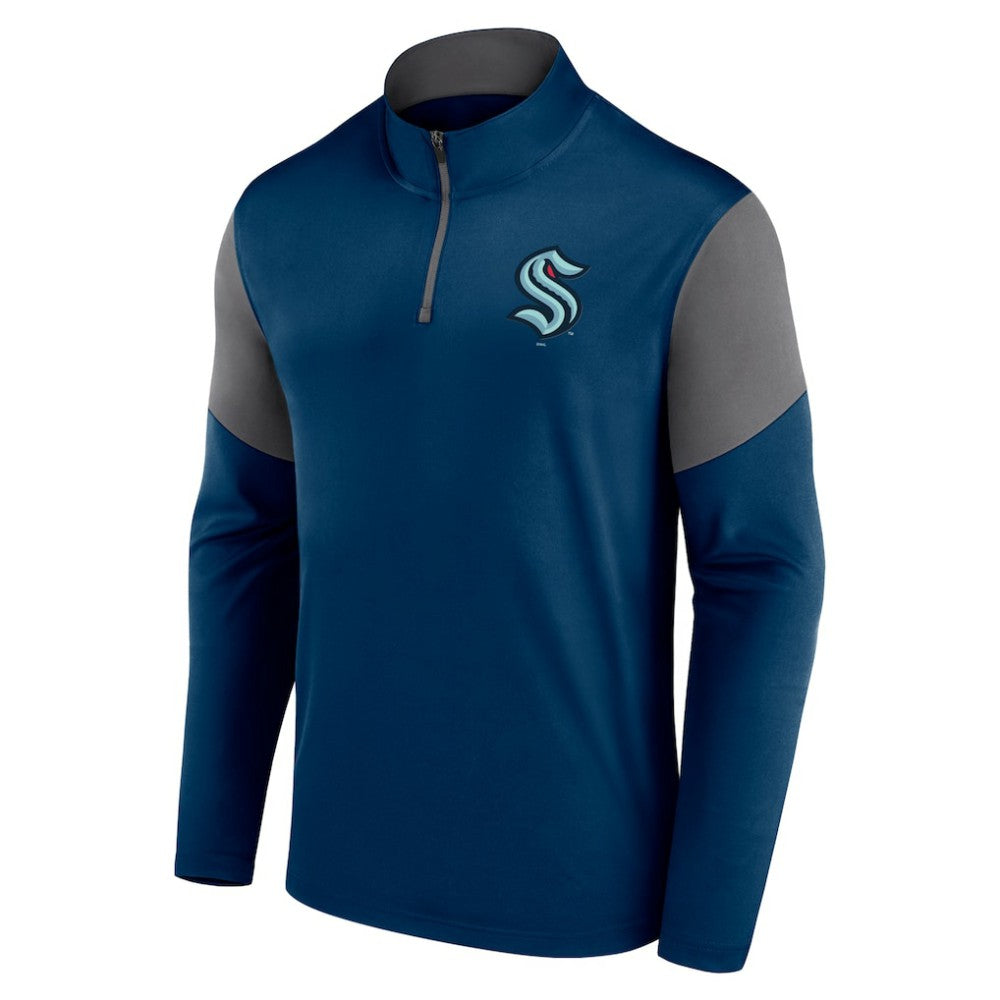 Seattle Kraken Fanatics Logo Quarter-Zip Top - Deep Sea Blue Tops
