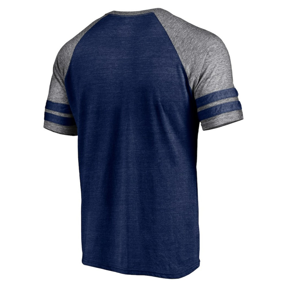 Boston Red Sox Utility Two-Stripe Raglan Tri-Blend T-Shirt Heather Navy