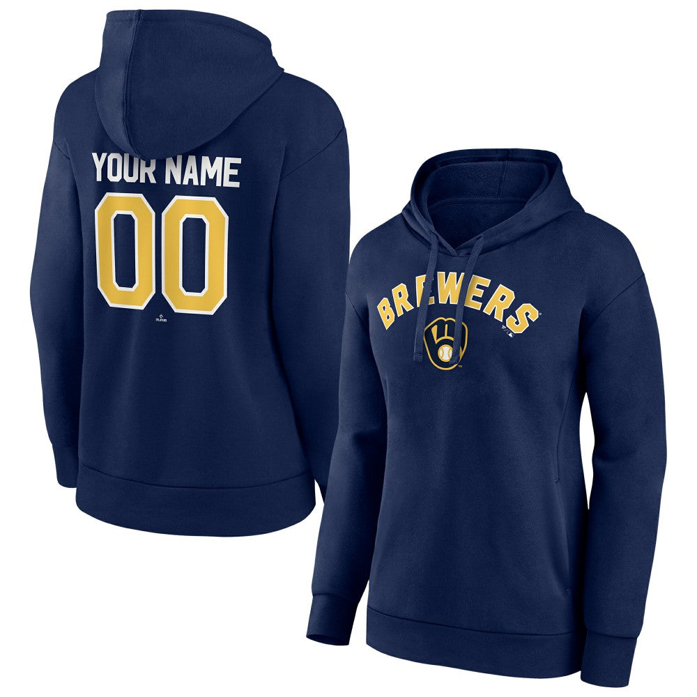 Milwaukee Brewers Women's Personalized Team Winning Streak Pullover Hoodie Navy