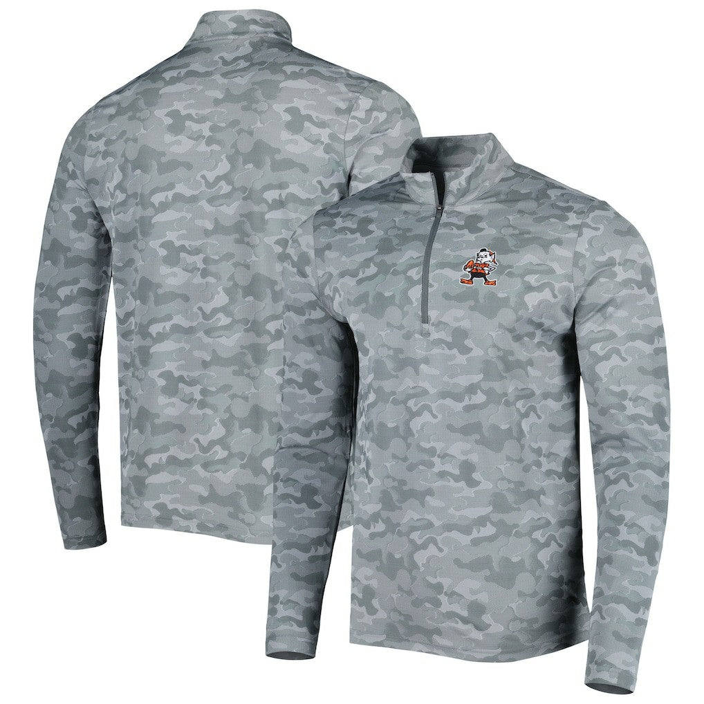 Cleveland Browns Antigua Brigade Throwback Quarter-Zip Top - Gray outlet
