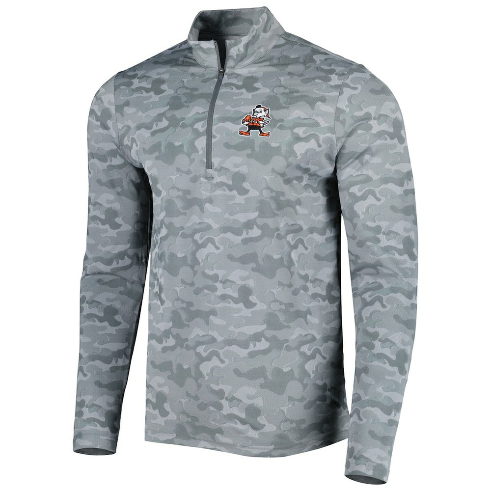 Cleveland Browns Antigua Brigade Throwback Quarter-Zip Top - Gray outlet