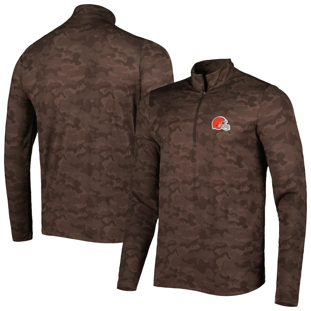 Cleveland Browns Antigua Brigade Quarter-Zip Sweatshirt - Brown discount