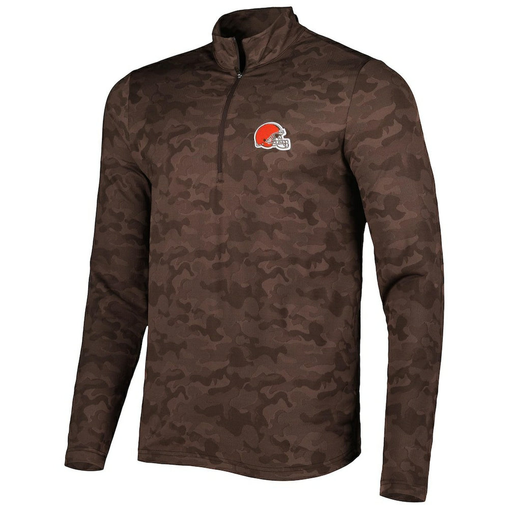 Cleveland Browns Antigua Brigade Quarter-Zip Sweatshirt - Brown discount