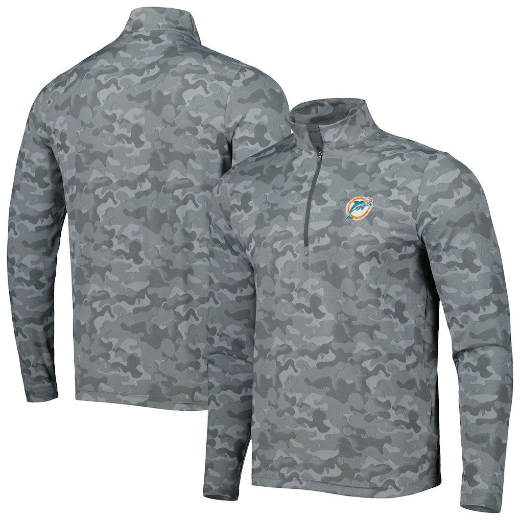 Miami Dolphins Antigua Brigade Throwback Quarter-Zip Top - Gray cheap