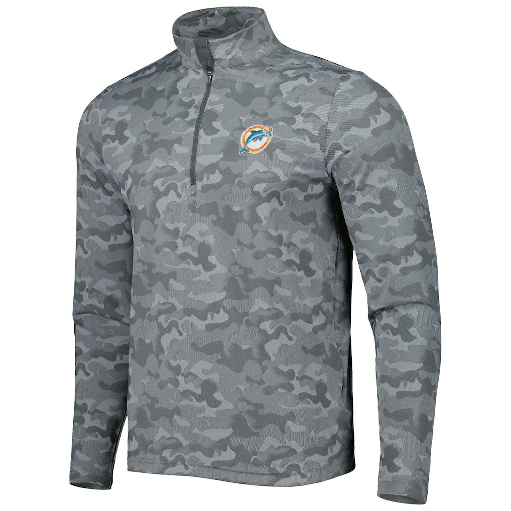 Miami Dolphins Antigua Brigade Throwback Quarter-Zip Top - Gray cheap