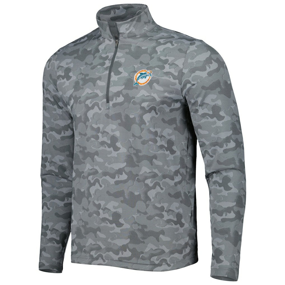 Miami Dolphins Antigua Brigade Throwback Quarter-Zip Top - Gray cheap