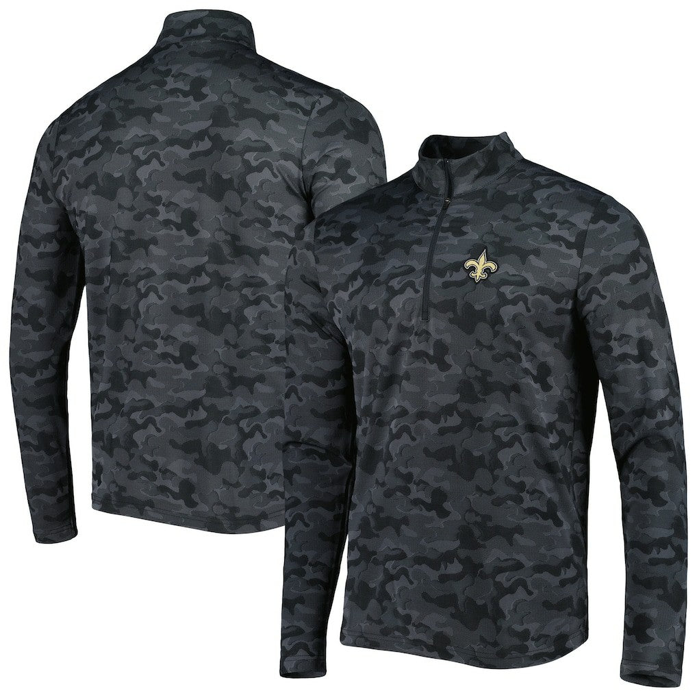 New Orleans Saints Antigua Brigade Quarter-Zip Sweatshirt - Black discount