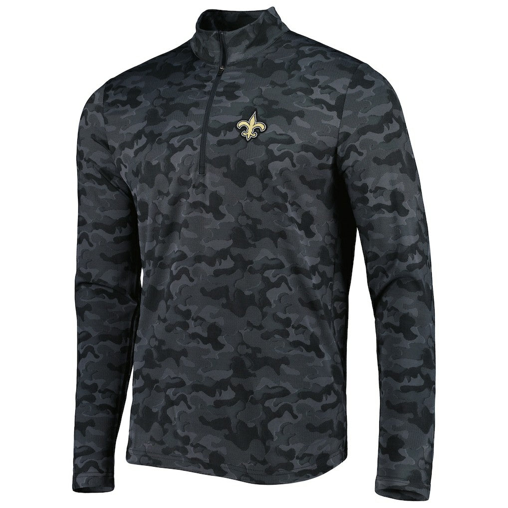New Orleans Saints Antigua Brigade Quarter-Zip Sweatshirt - Black discount