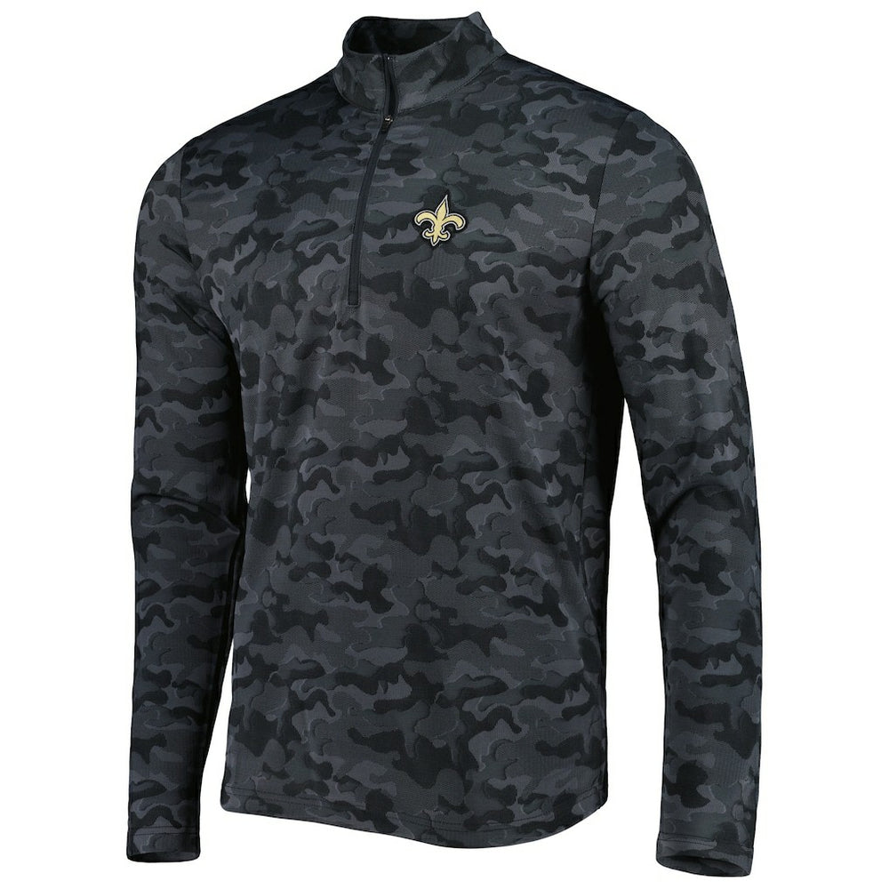 New Orleans Saints Antigua Brigade Quarter-Zip Sweatshirt - Black discount