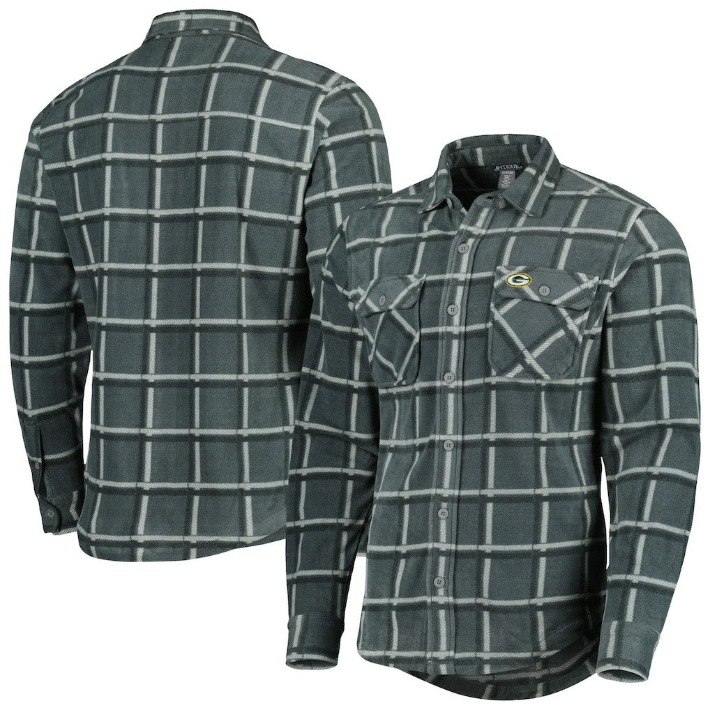 Green Bay Packers Antigua Industry Flannel Button-Up Shirt Jacket - Gray sale