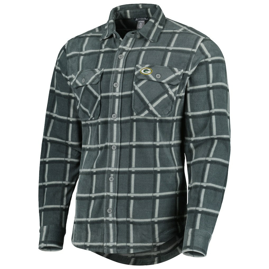 Green Bay Packers Antigua Industry Flannel Button-Up Shirt Jacket - Gray sale