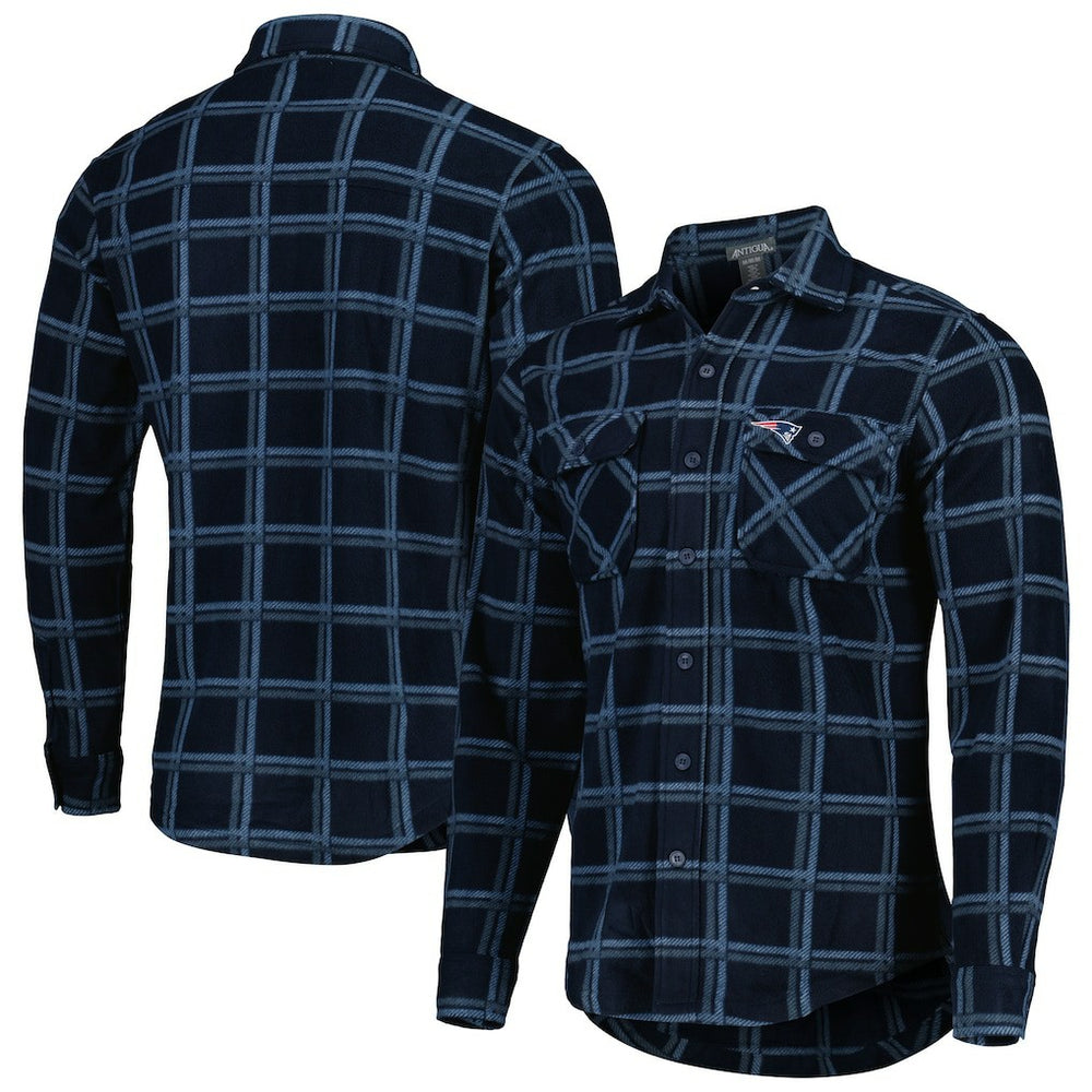 New England Patriots Antigua Industry Flannel Button-Up Shirt Jacket - Navy cheap