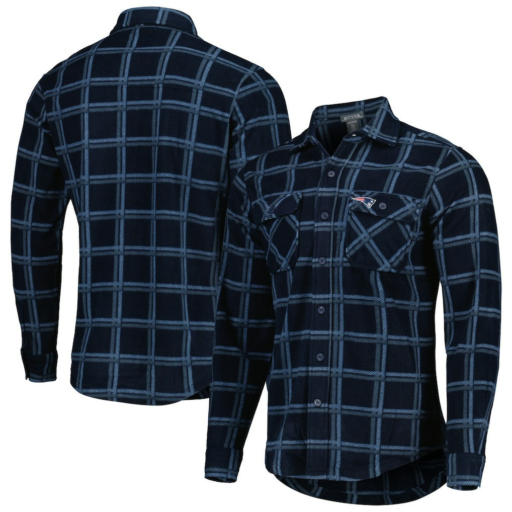 New England Patriots Antigua Industry Flannel Button-Up Shirt Jacket - Navy cheap