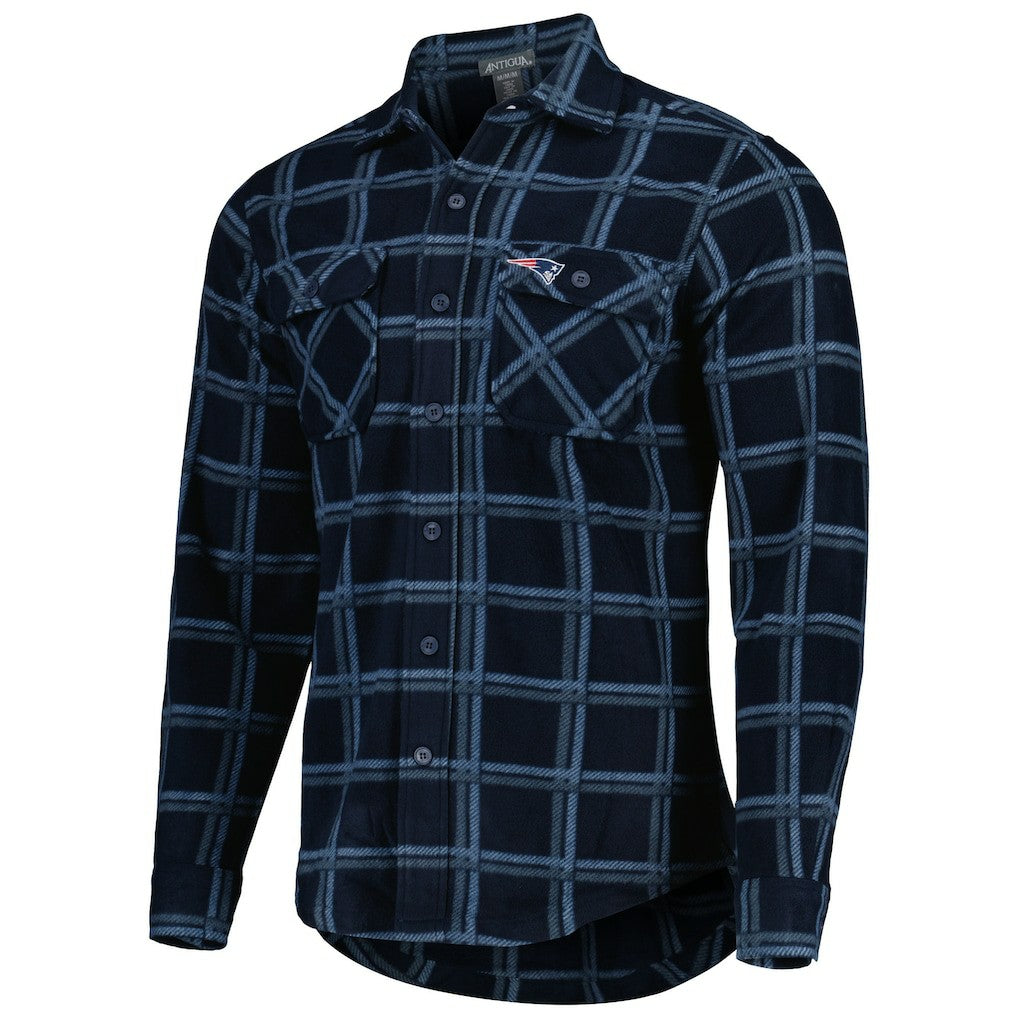 New England Patriots Antigua Industry Flannel Button-Up Shirt Jacket - Navy cheap