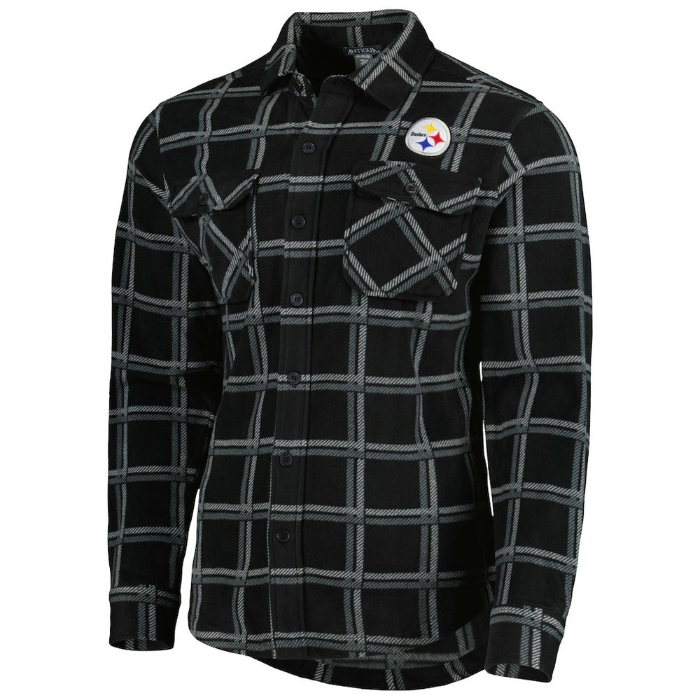 Pittsburgh Steelers Antigua Industry Flannel Button-Up Shirt Jacket - Black discount