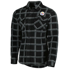 Pittsburgh Steelers Antigua Industry Flannel Button-Up Shirt Jacket - Black discount