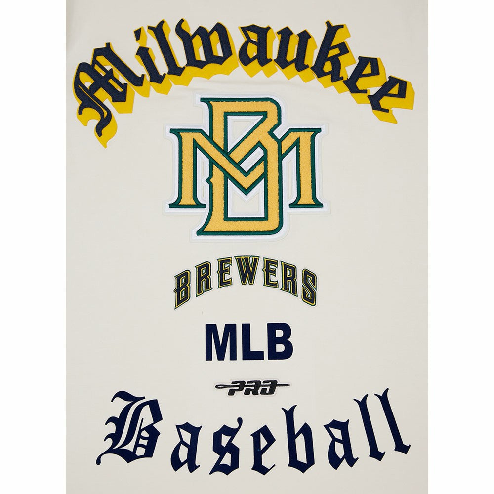 Milwaukee Brewers Pro Standard Cooperstown Collection Old English T-Shirt Cream