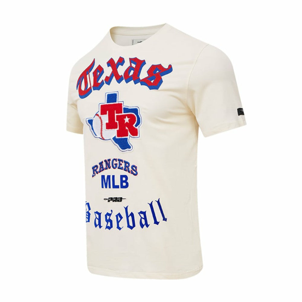 Texas Rangers Pro Standard Cooperstown Collection Old English T-Shirt Cream