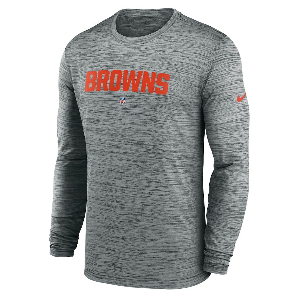 Cleveland Browns Sideline Team Velocity Performance Long Sleeve T-Shirt - Heather Gray discount