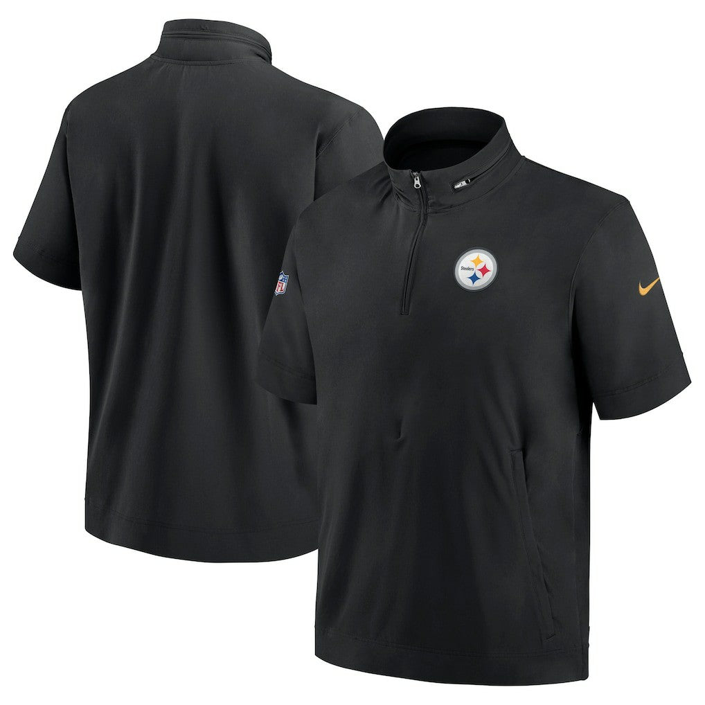 Pittsburgh Steelers Sideline Coach Short Sleeve Hoodie Quarter-Zip Jacket - Black sale