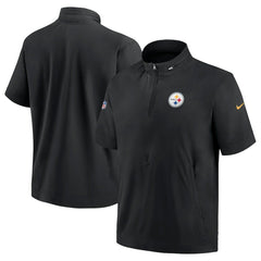 Pittsburgh Steelers Sideline Coach Short Sleeve Hoodie Quarter-Zip Jacket - Black sale