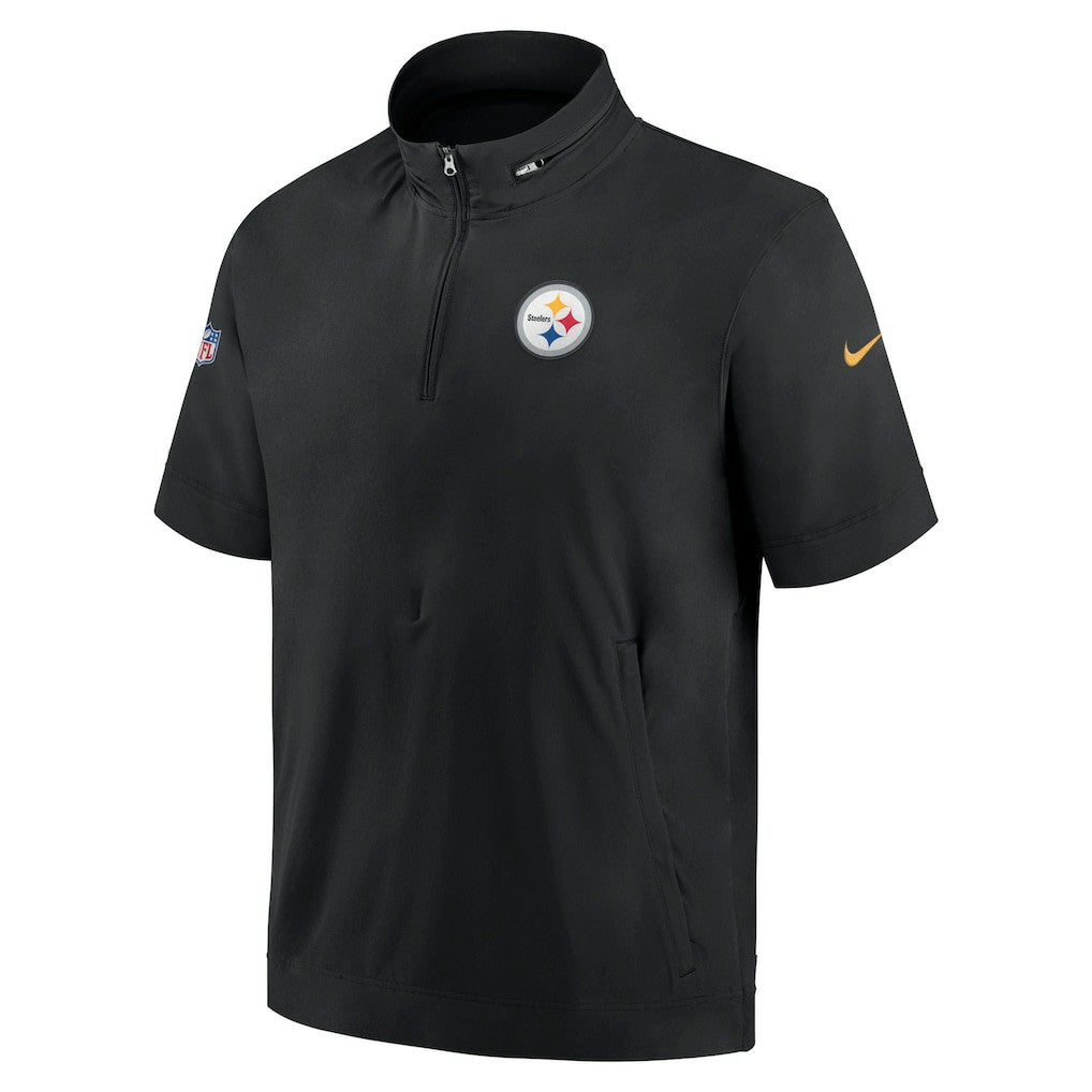 Pittsburgh Steelers Sideline Coach Short Sleeve Hoodie Quarter-Zip Jacket - Black sale