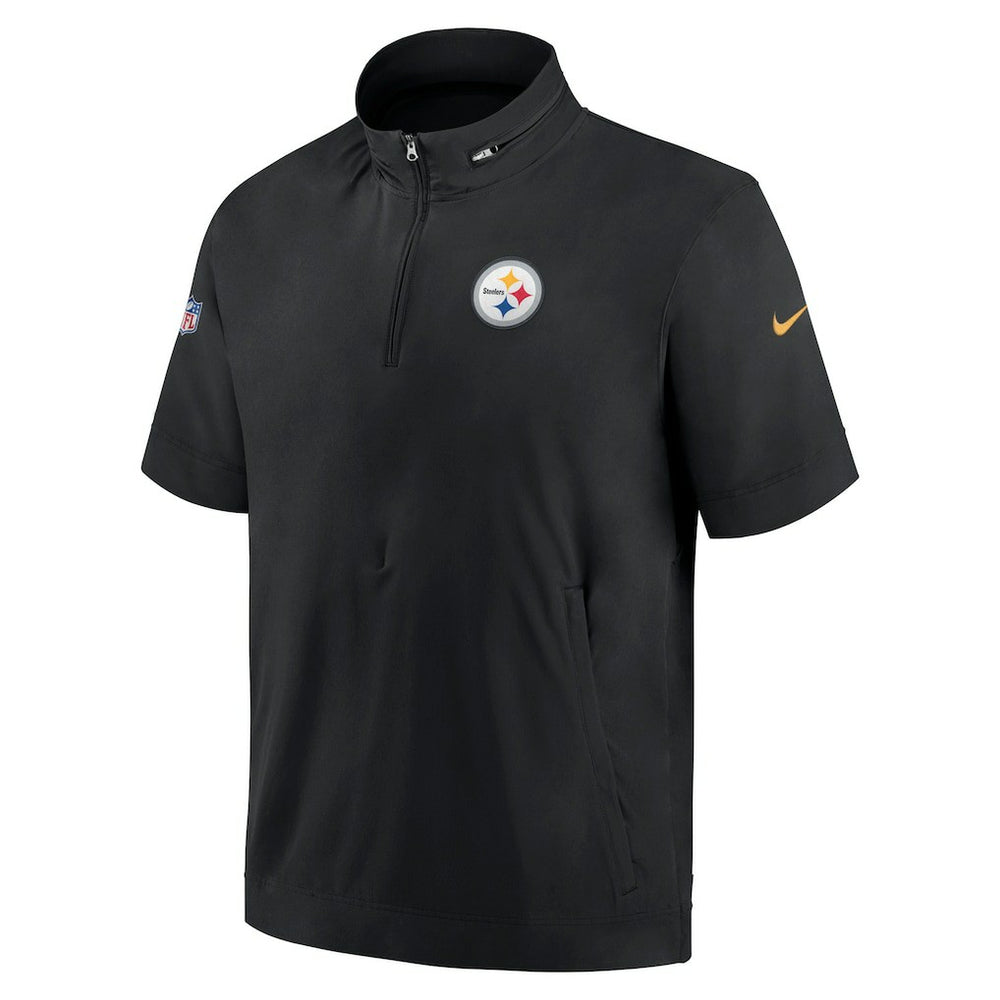 Pittsburgh Steelers Sideline Coach Short Sleeve Hoodie Quarter-Zip Jacket - Black sale