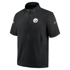 Pittsburgh Steelers Sideline Coach Short Sleeve Hoodie Quarter-Zip Jacket - Black sale