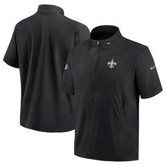 New Orleans Saints Sideline Coach Short Sleeve Hoodie Quarter-Zip Jacket - Black cheap