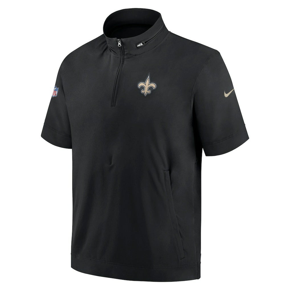 New Orleans Saints Sideline Coach Short Sleeve Hoodie Quarter-Zip Jacket - Black cheap
