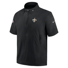 New Orleans Saints Sideline Coach Short Sleeve Hoodie Quarter-Zip Jacket - Black cheap